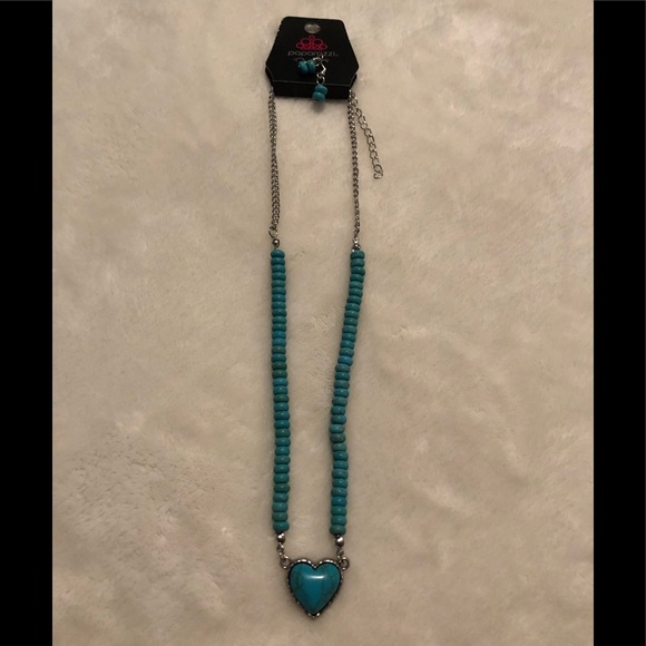 Paparazzi Country sweetheart blue necklace with earrings